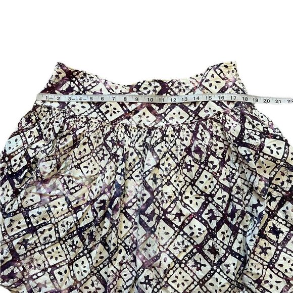 Cream & Purple High Waisted Flouncy Short Lined Mini Skirt L - Picture 5 of 7